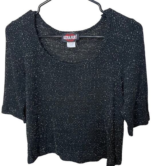 Ultra Flirt Tops - Ultra Flirt Y2k cropped Tshirt Blouse Glitter